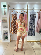 Load image into Gallery viewer, Ivory Tropical Print Belted Romper