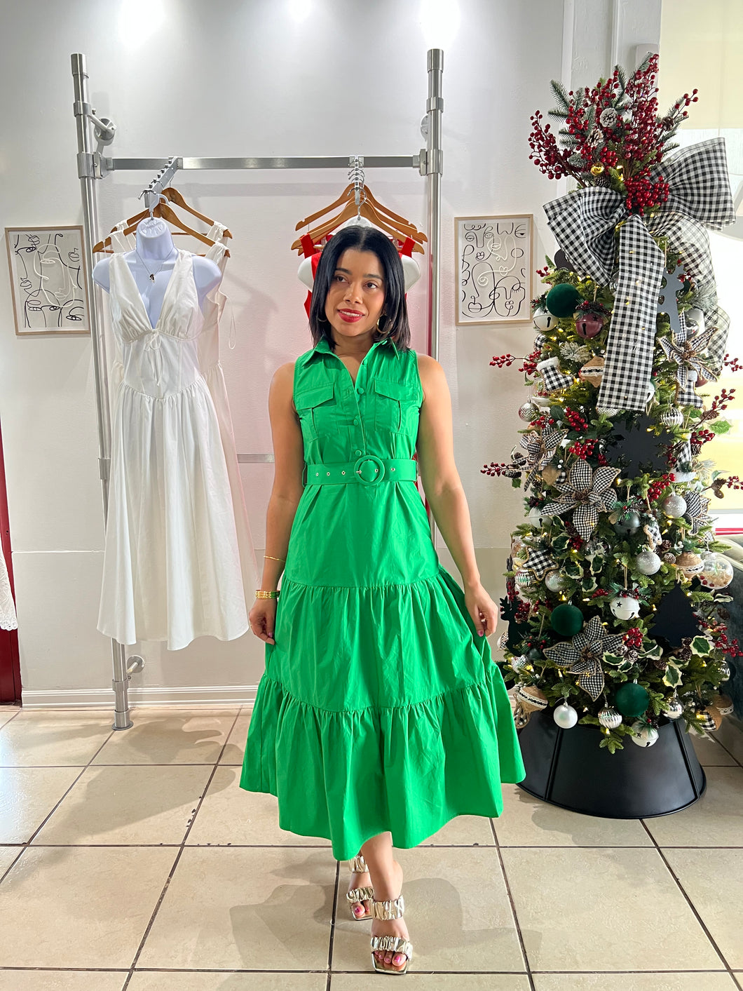 Kelly green midi maxi dress