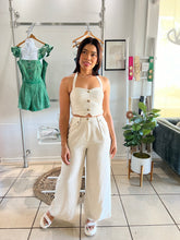 Load image into Gallery viewer, Oatmeal linen halter pant set
