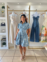 Load image into Gallery viewer, Camelia flower print denim dress
