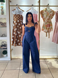 Navy Front Cut Out Jumpsuit