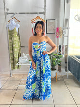 Load image into Gallery viewer, Blue green pleated jumpsuit
