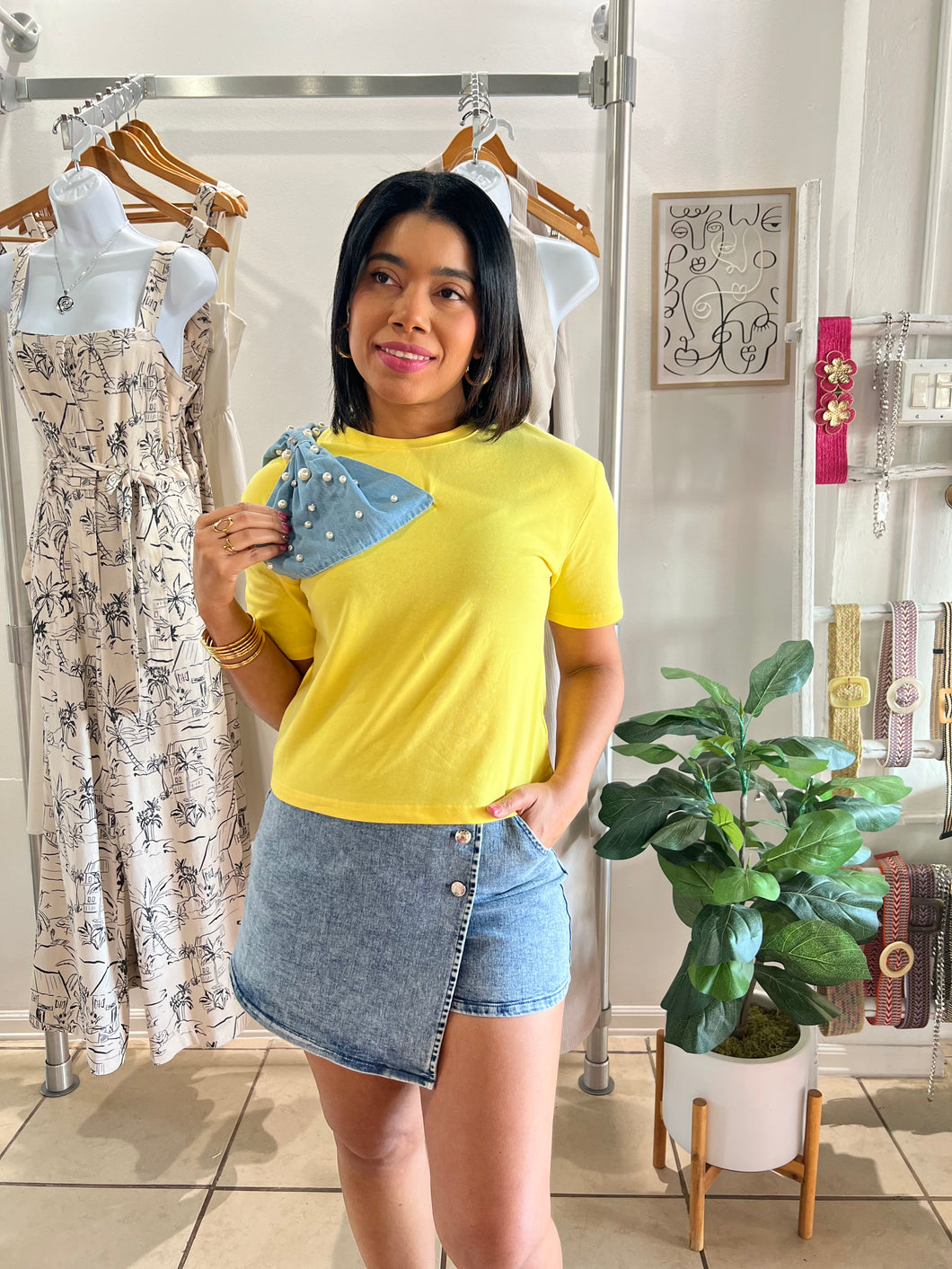 Yellow Ribbon Detail TShirt