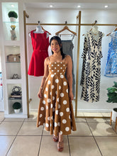 Load image into Gallery viewer, Brown White Polka Dots Midi Dress
