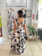 Load image into Gallery viewer, Ivory black floral ties maxi dress
