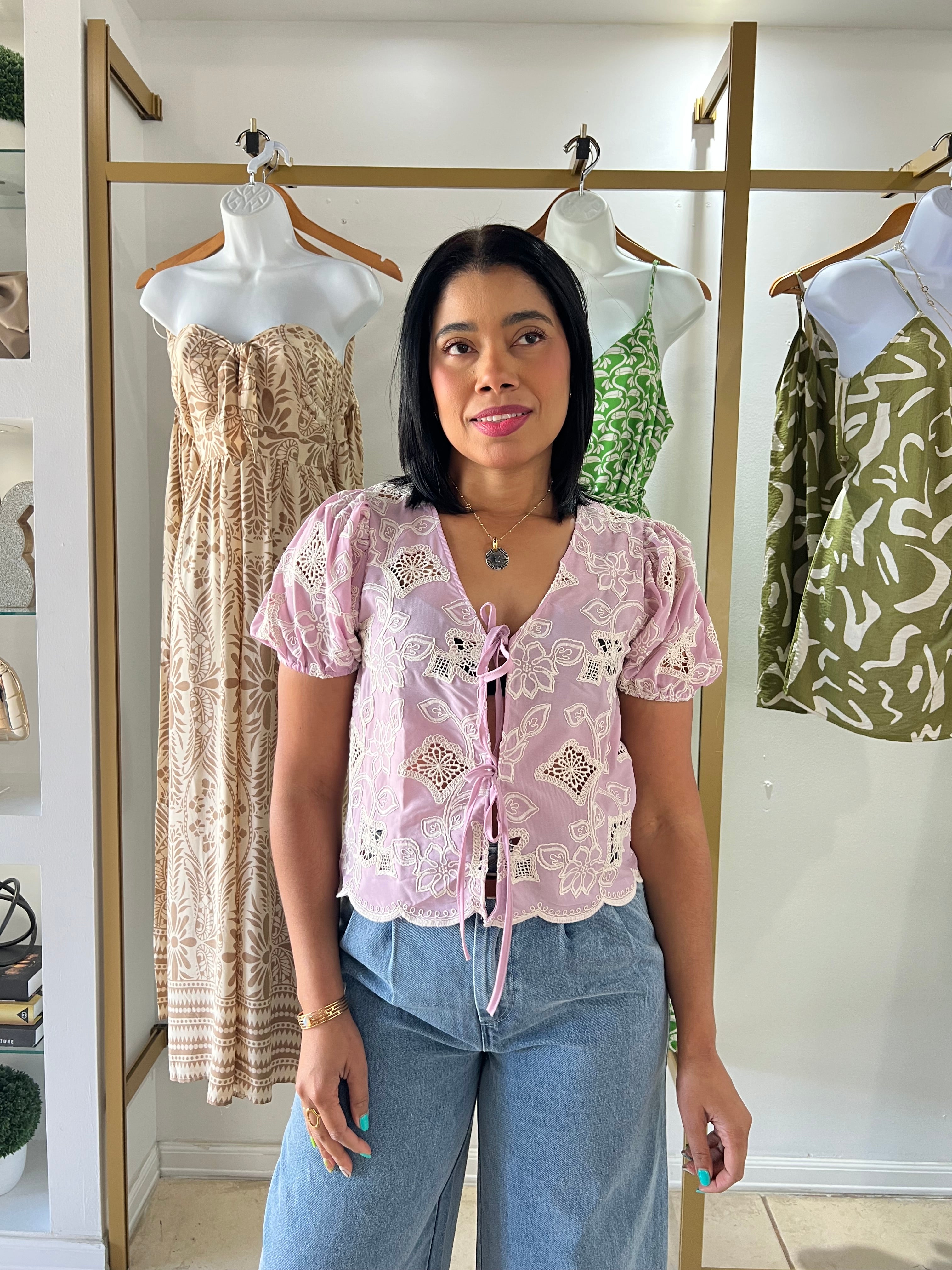 Sweet Pink Embroidery Top