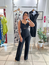 Load image into Gallery viewer, Black front cut out jumpsuit
