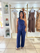 Load image into Gallery viewer, Navy Knotted One Shoulder Pant Set
