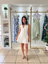 Load image into Gallery viewer, Off White Pleat Detail Mini Dress
