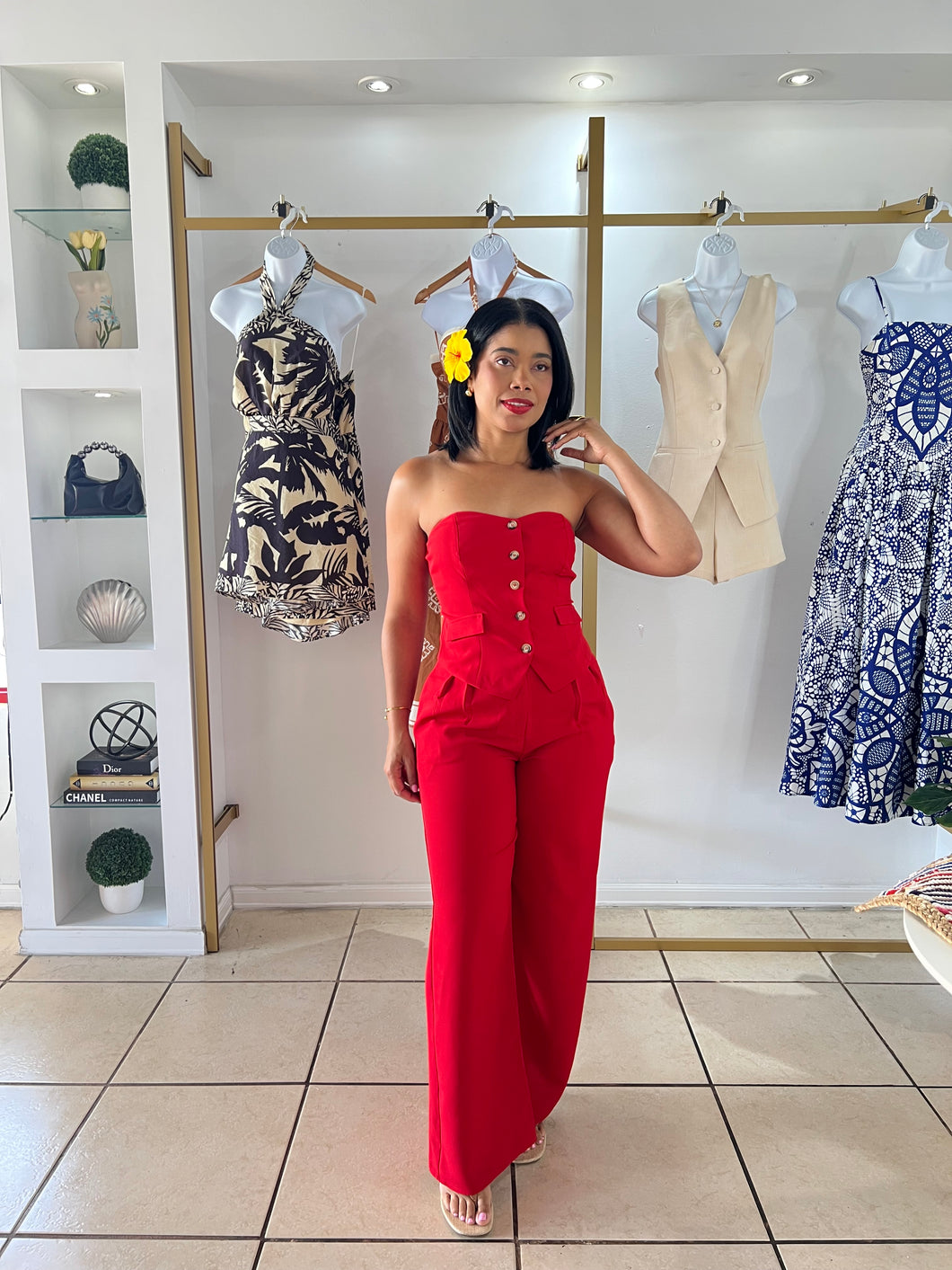 Lady in Red Pant Set