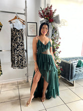 Load image into Gallery viewer, Hunter Green mesh insert maxi dress
