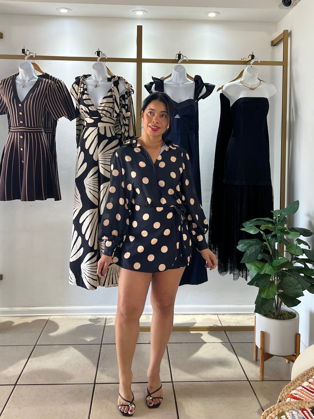 Black Taupe Polka Dots Skort