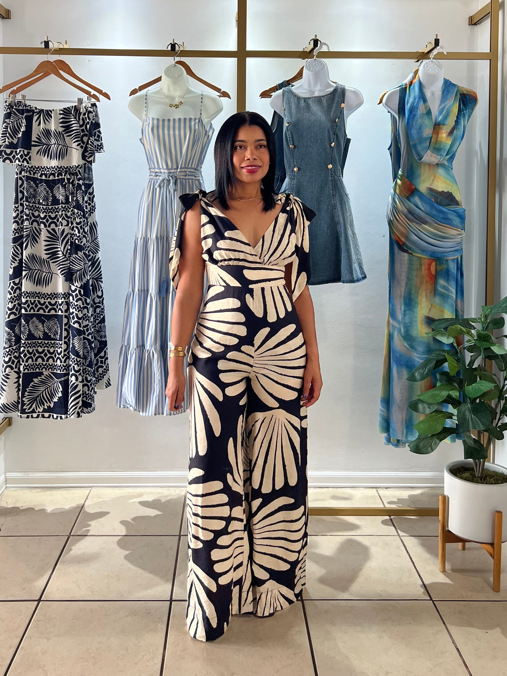 Black Ivory Print Jumpsuit
