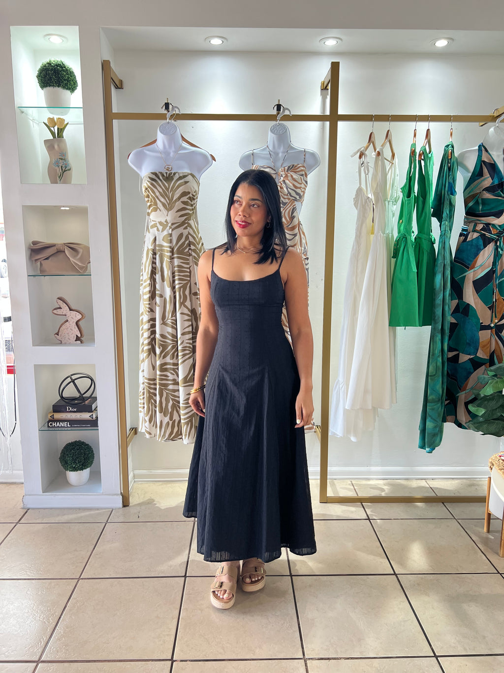 Black Texture Midi Dress