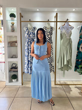 Load image into Gallery viewer, LT Blue Vest and Contrast Pleated Skirt Set

