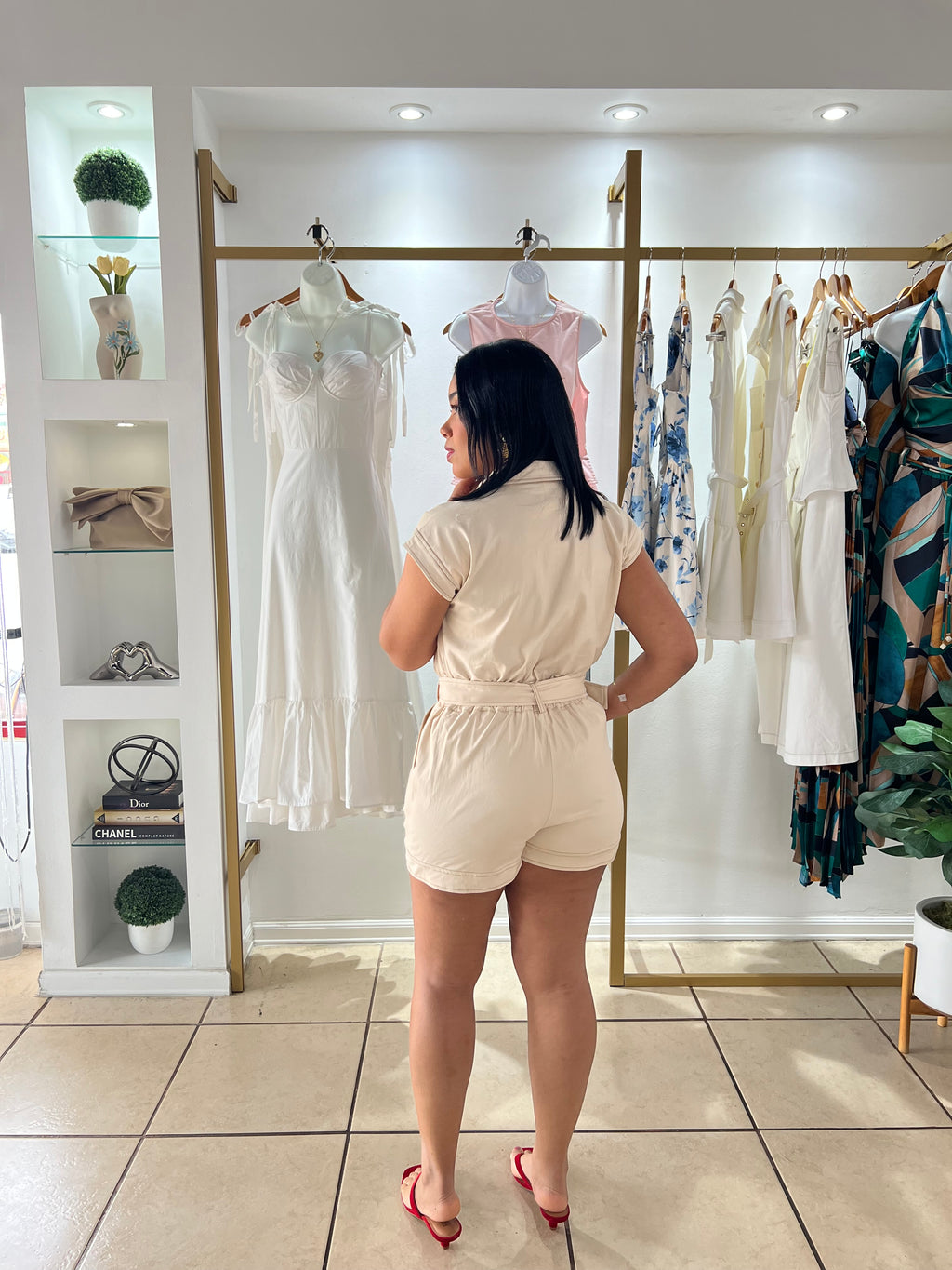 Cleo Taupe Utility Romper