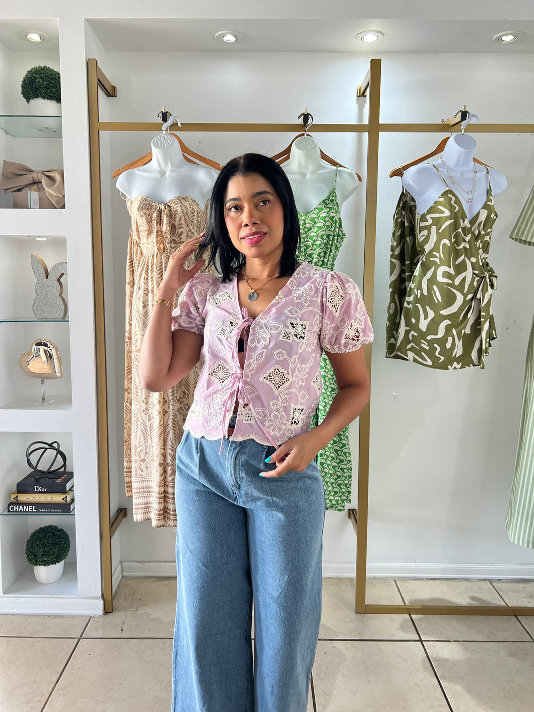 Sweet Pink Embroidery Top