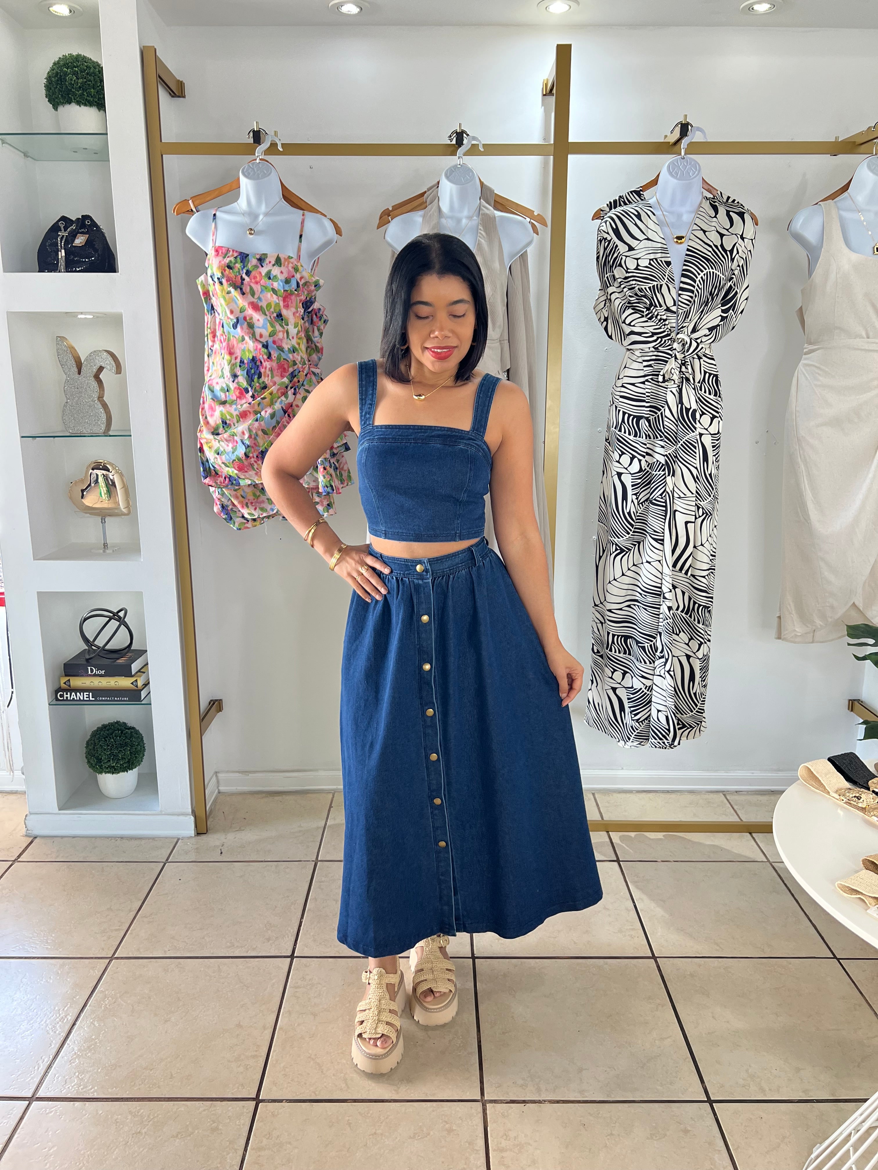 My Vibe Denim Skirt Set