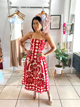 Load image into Gallery viewer, Red/cream midi maxi dress
