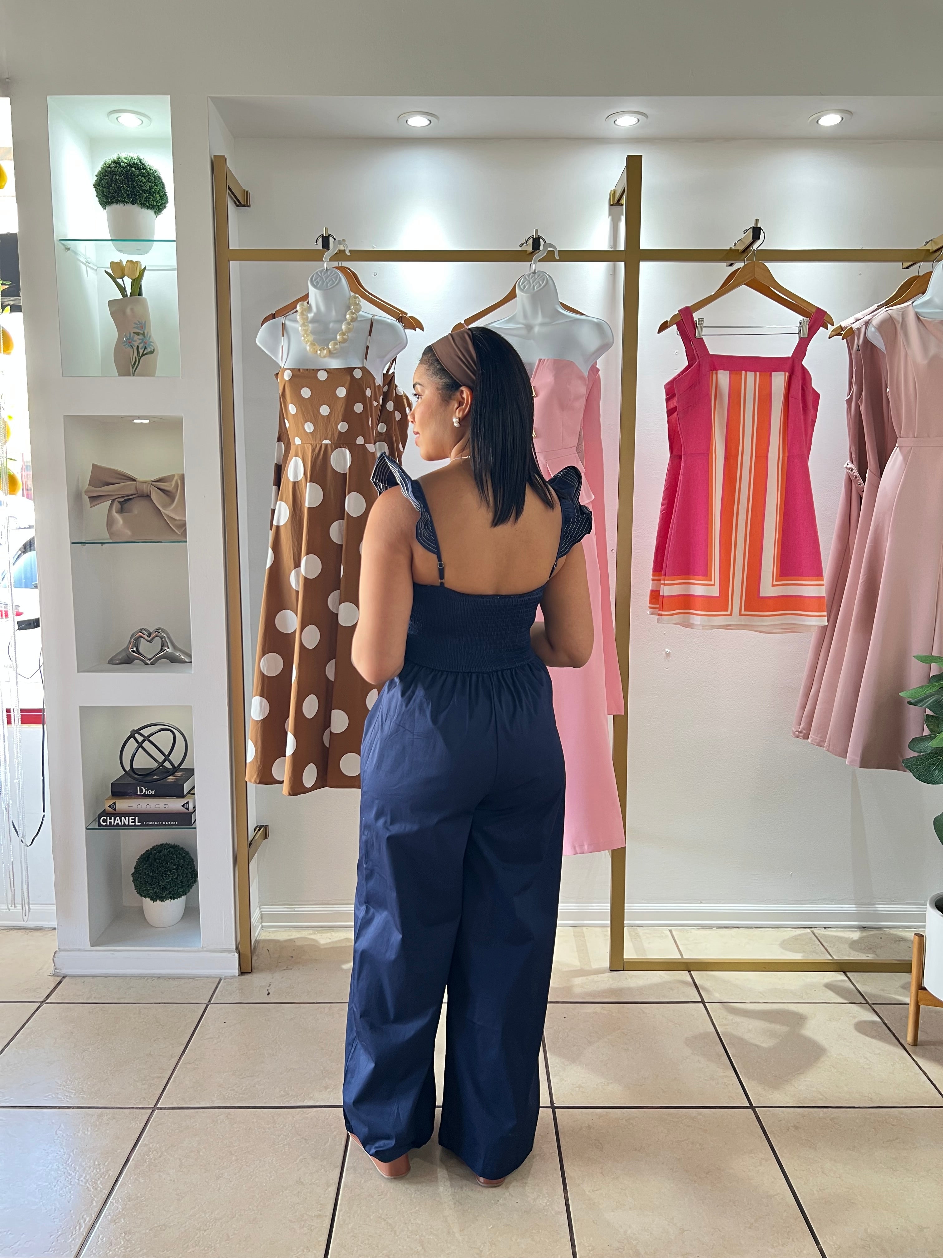 Navy Front Cut Out Jumpsuit