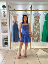 Load image into Gallery viewer, Navy White Polka Dots Mini Dress
