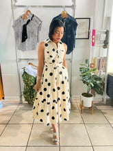 Load image into Gallery viewer, Ivory black polka dots midi dress
