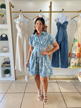 Load image into Gallery viewer, Camelia flower print denim dress
