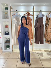 Load image into Gallery viewer, Navy Knotted One Shoulder Pant Set
