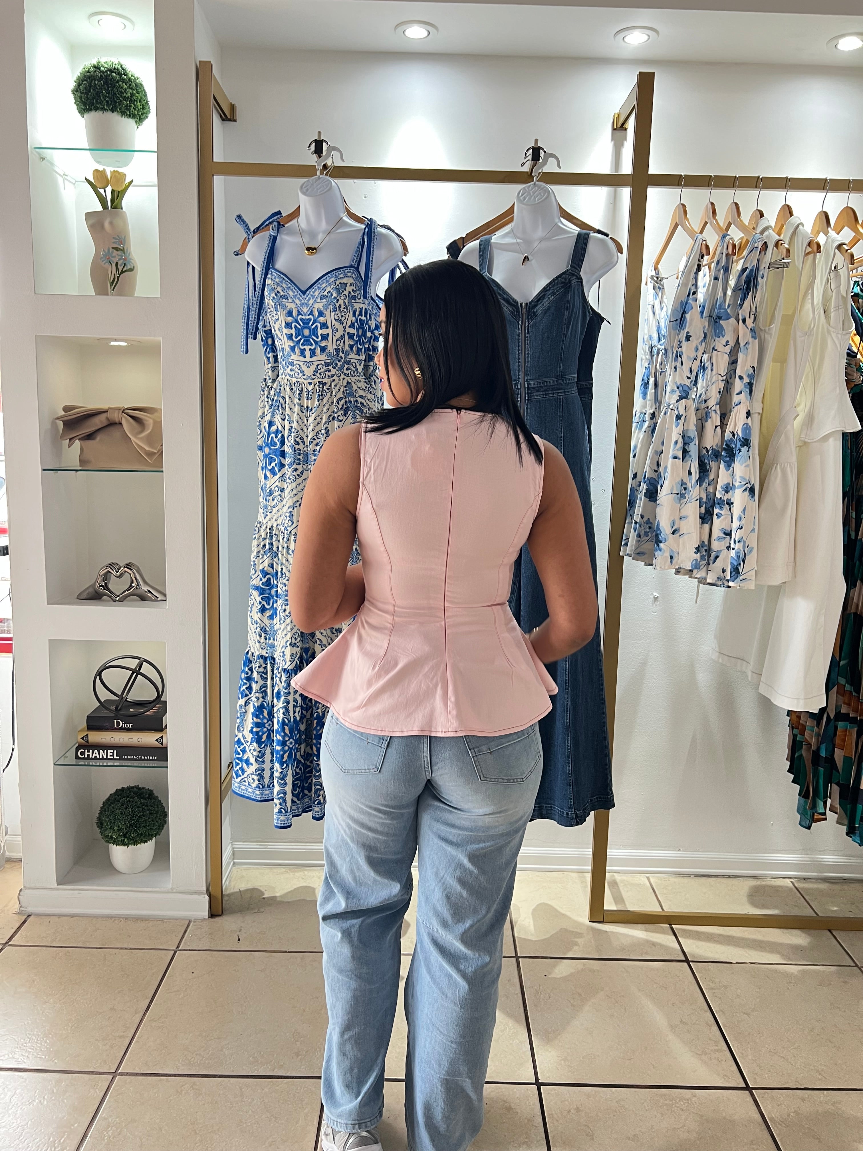 Isis Pink Peplum Top