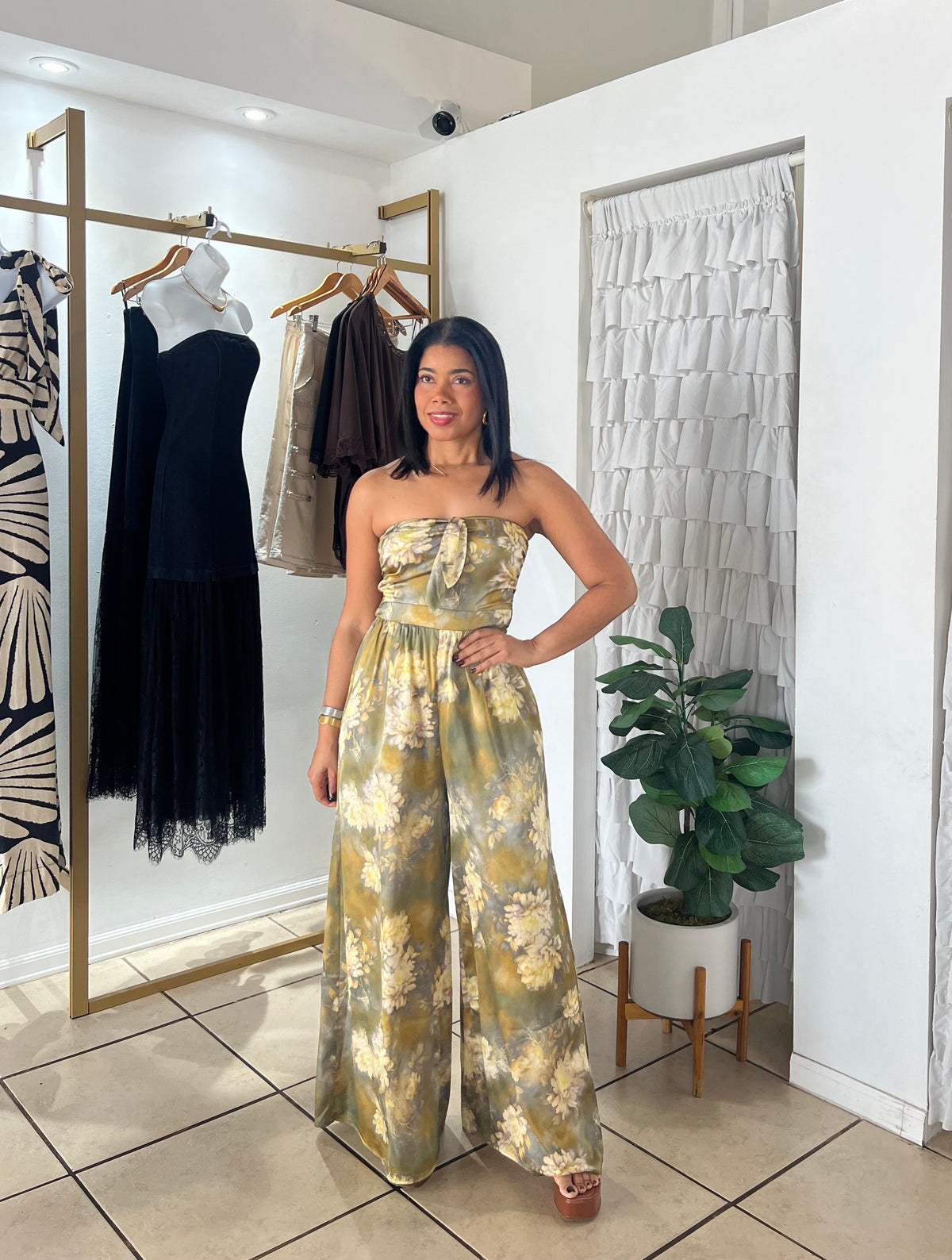 Mustard Multi Tube Tie Jumpsuit