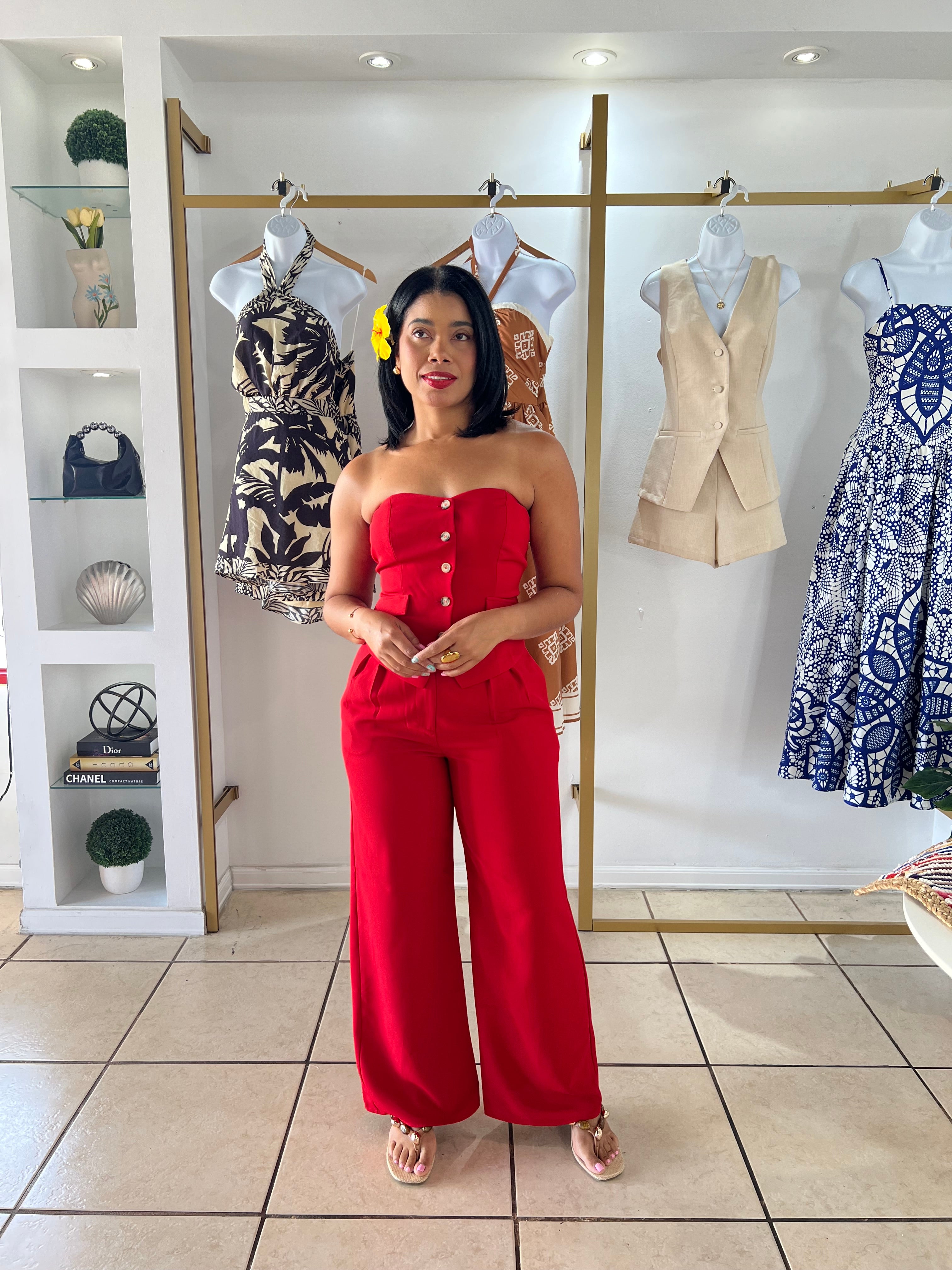 Lady in Red Pant Set
