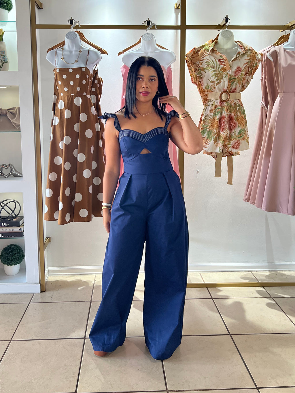 Navy Front Cut Out Jumpsuit