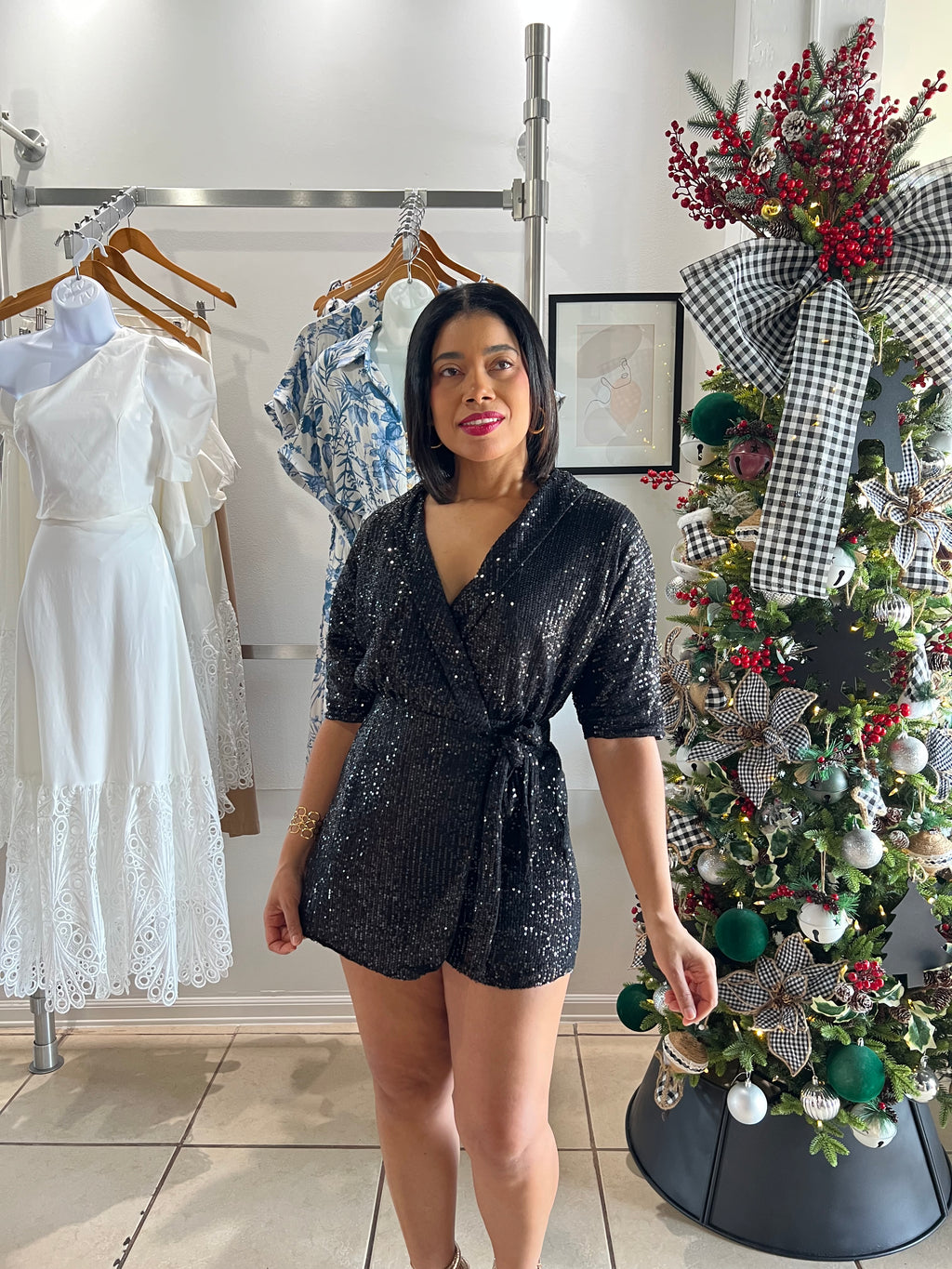 Black tuxedo romper