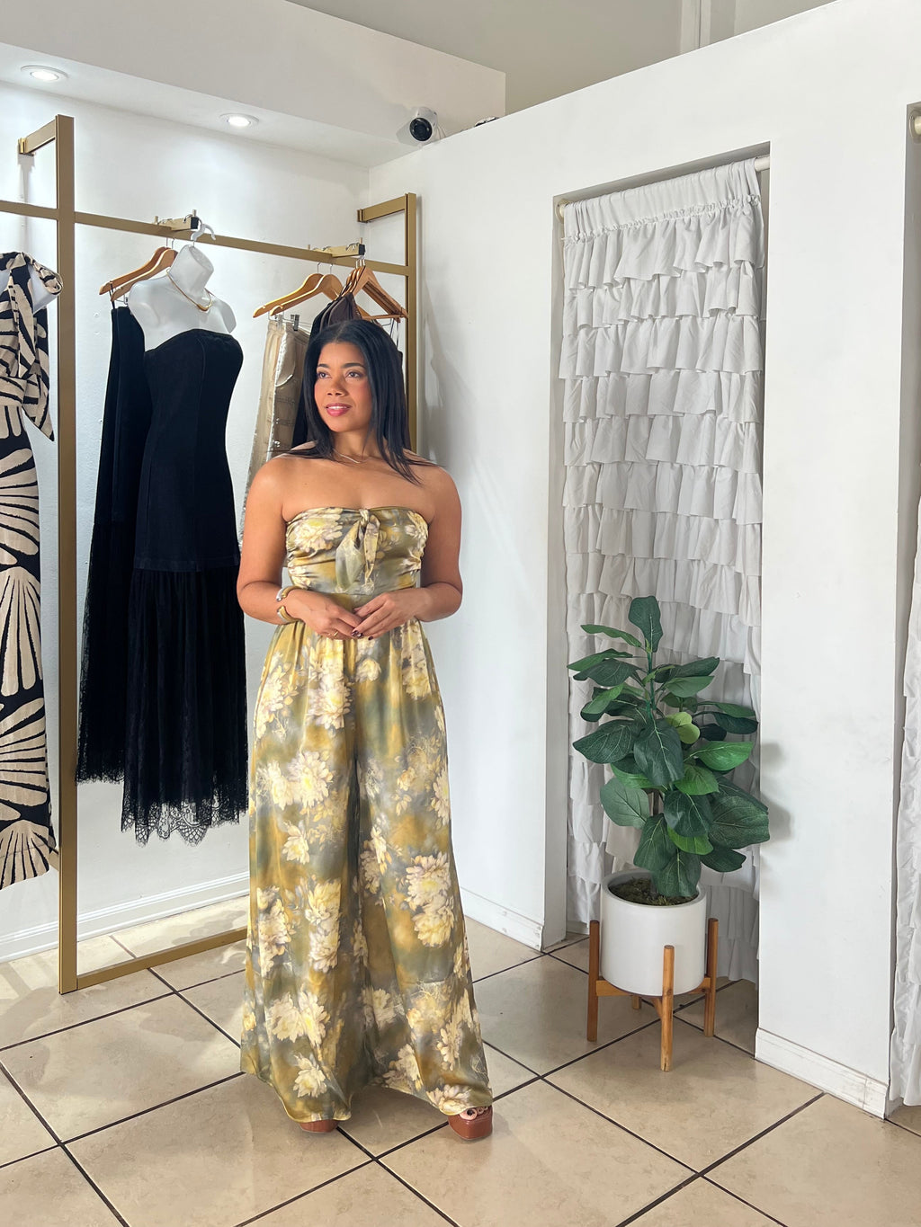 Mustard Multi Tube Tie Jumpsuit