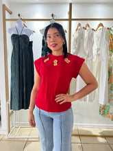 Load image into Gallery viewer, Ada Red Keyhole Detail T-Shirt

