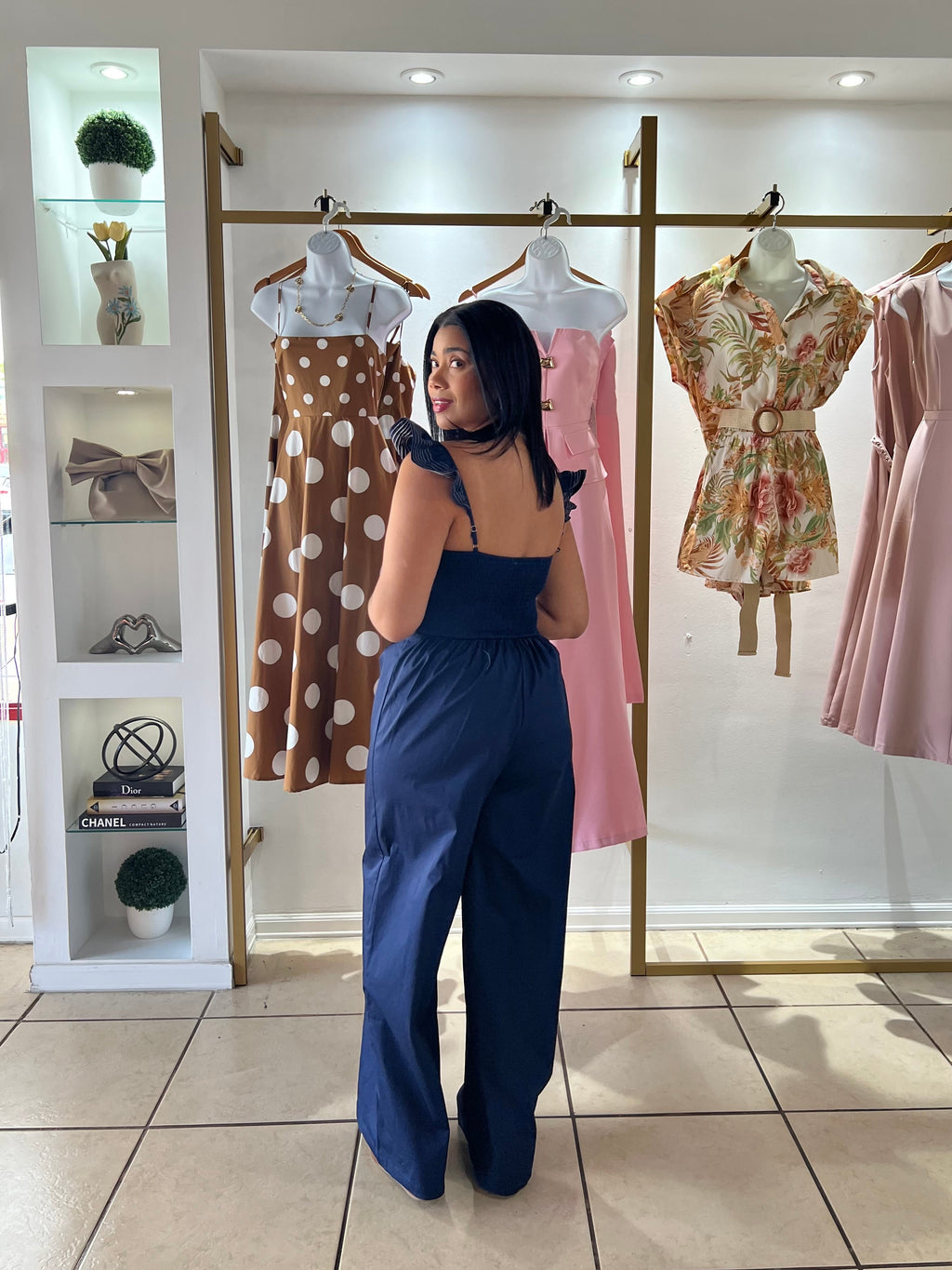 Navy Front Cut Out Jumpsuit