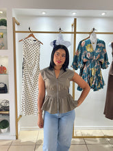 Load image into Gallery viewer, Light Olive Peplum top
