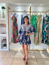 Load image into Gallery viewer, Tiara Navy Off White Mini Dress
