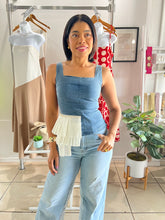 Load image into Gallery viewer, Unbalance peplum denim top
