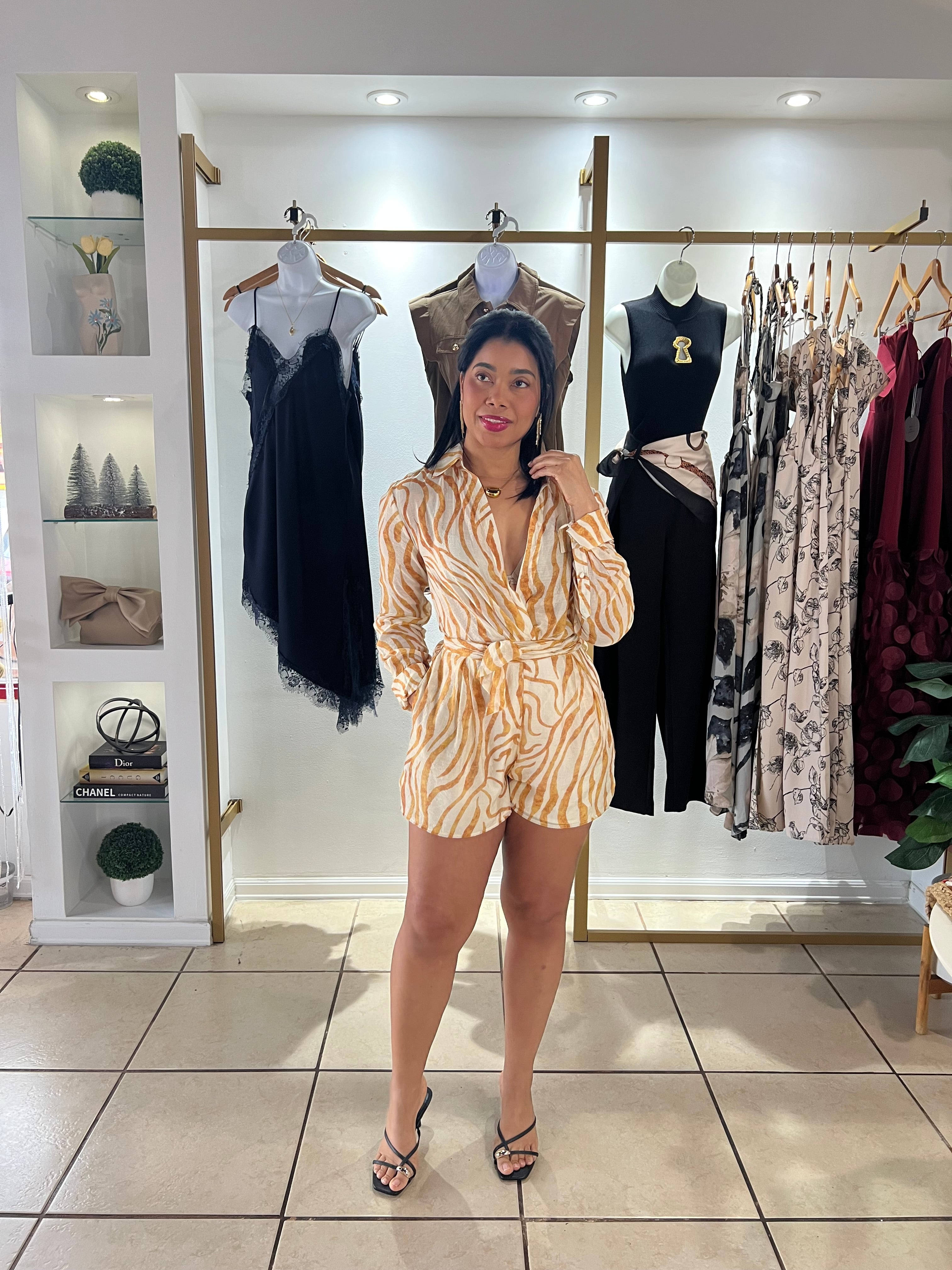 Citrus Zebra Print Romper