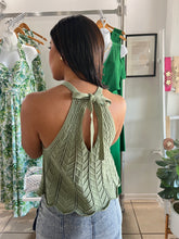 Load image into Gallery viewer, LT Olive crochet top
