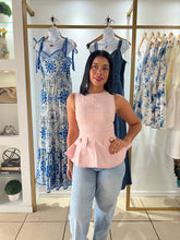 Load image into Gallery viewer, Isis Pink Peplum Top
