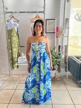 Load image into Gallery viewer, Blue green pleated jumpsuit
