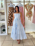 Blue Natural Stripes Maxi Dress