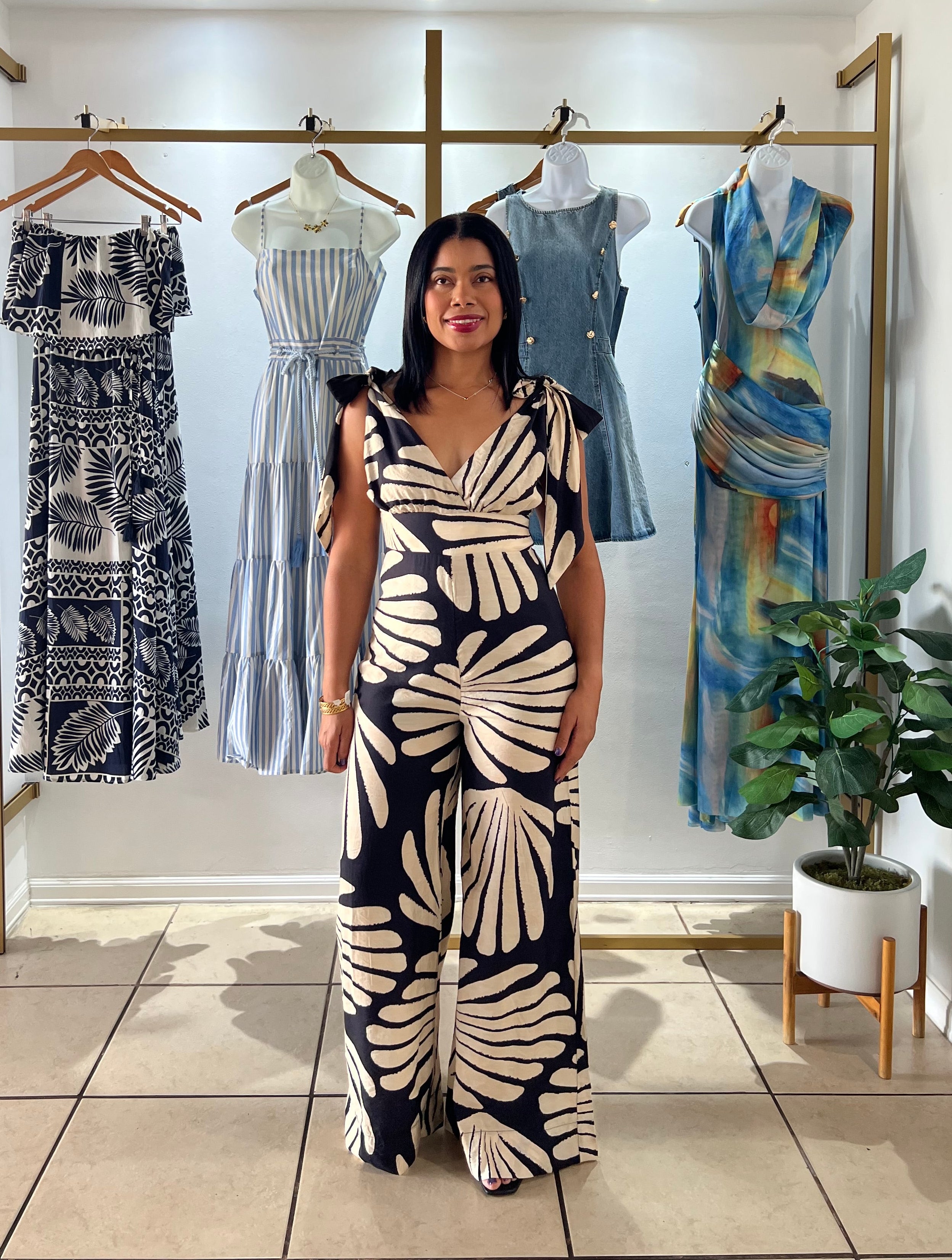 Black Ivory Print Jumpsuit