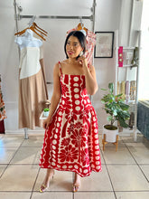 Load image into Gallery viewer, Red/cream midi maxi dress
