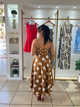 Load image into Gallery viewer, Brown White Polka Dots Midi Dress

