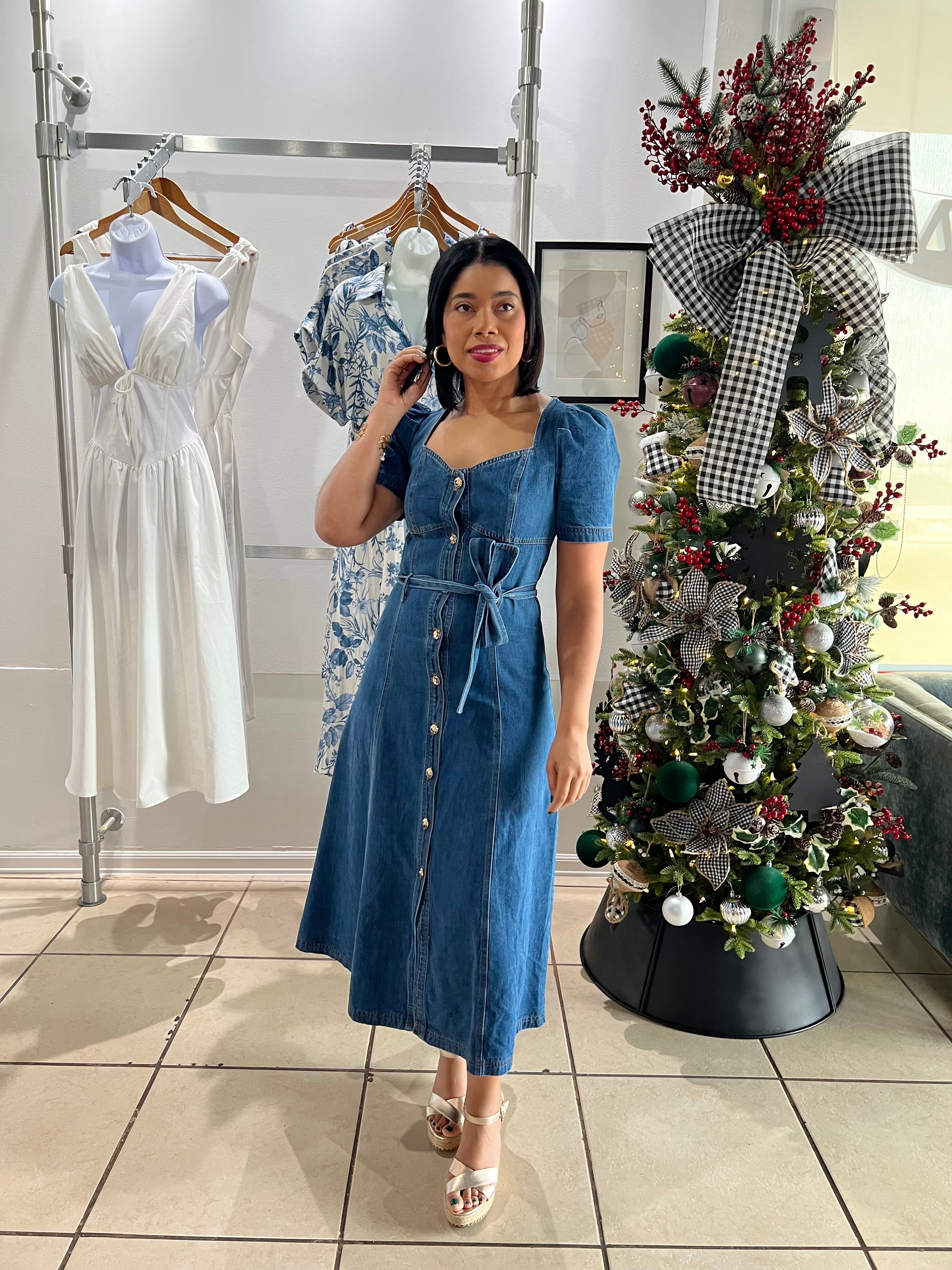 Elena midi denim dress