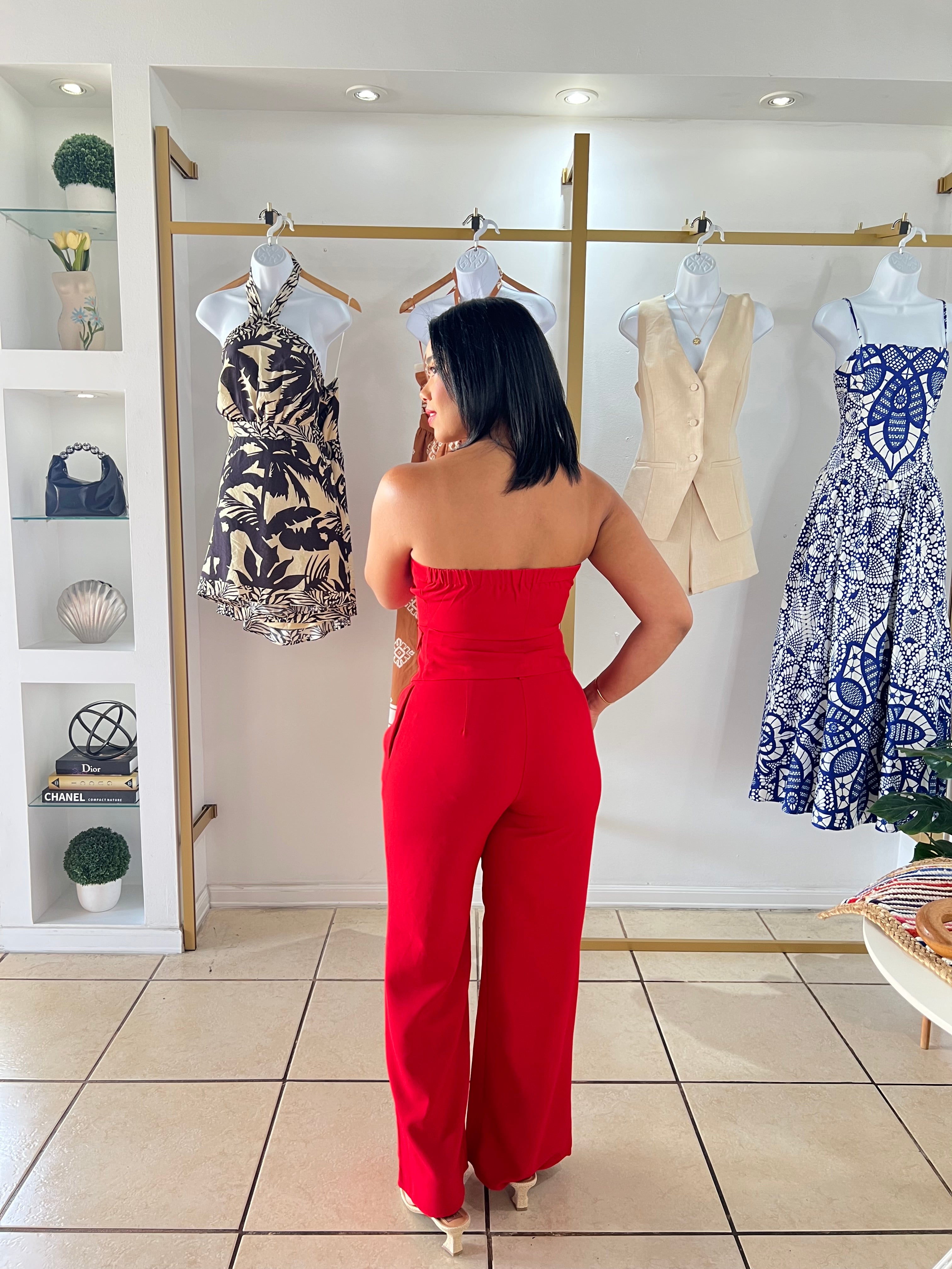 Lady in Red Pant Set