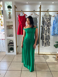 Green Mesh Drape Twist Maxi Dress
